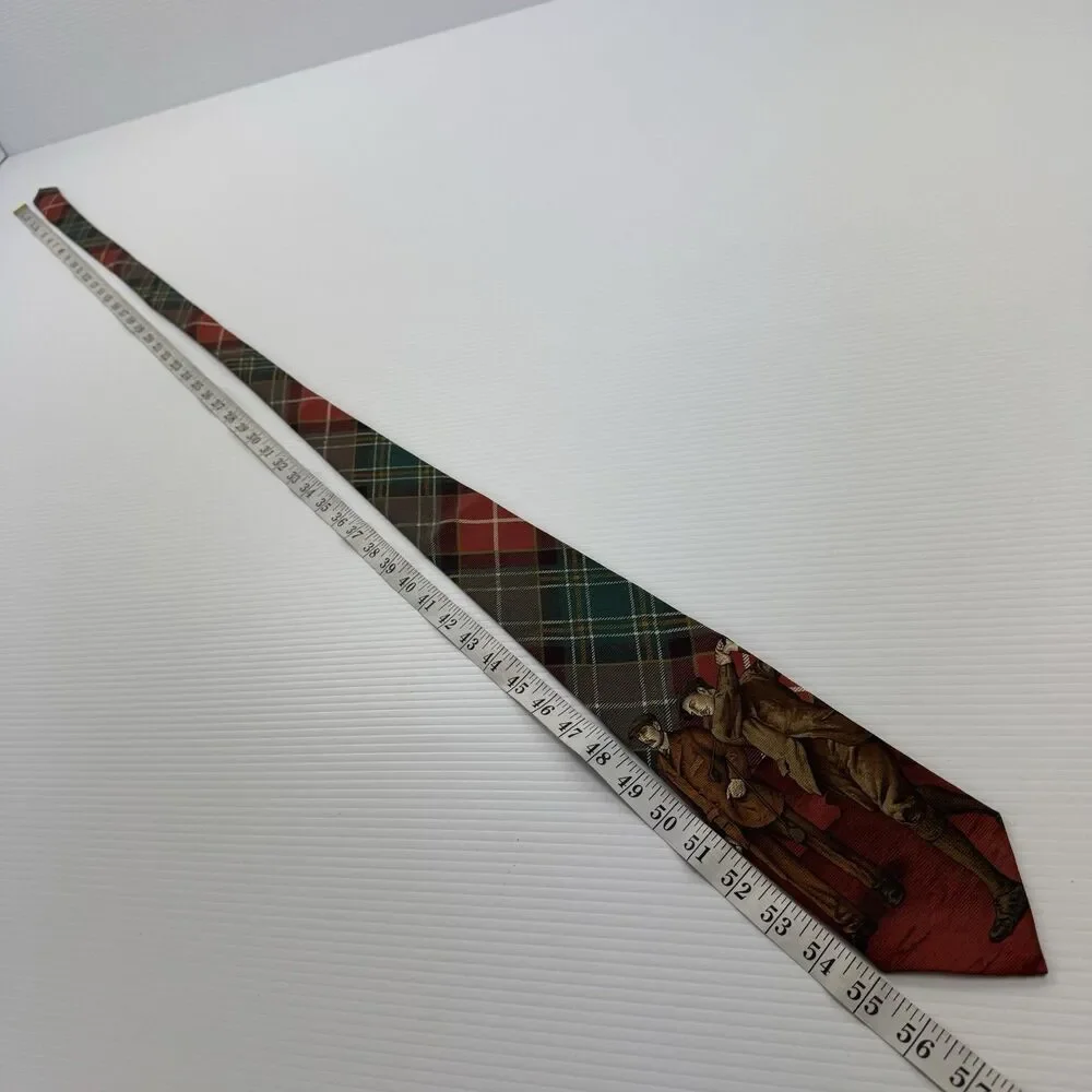 Vintage Polo Ralph Lauren Golf Tie USA Silk Tartan Plaid Golfer Novelty Made USA